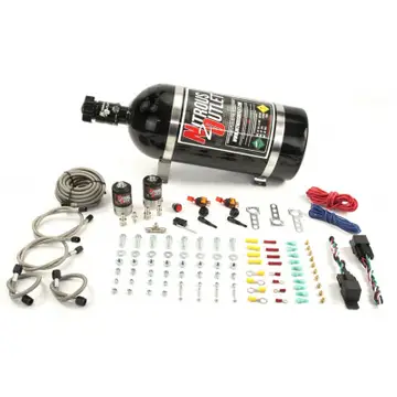 Nitrous Outlet Universal Dual Nozzle Dual Stage Dry Nitrous System, 10lb Bottle