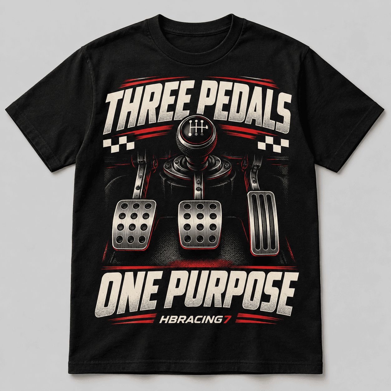 Three Pedals One Purpose Tee (front)